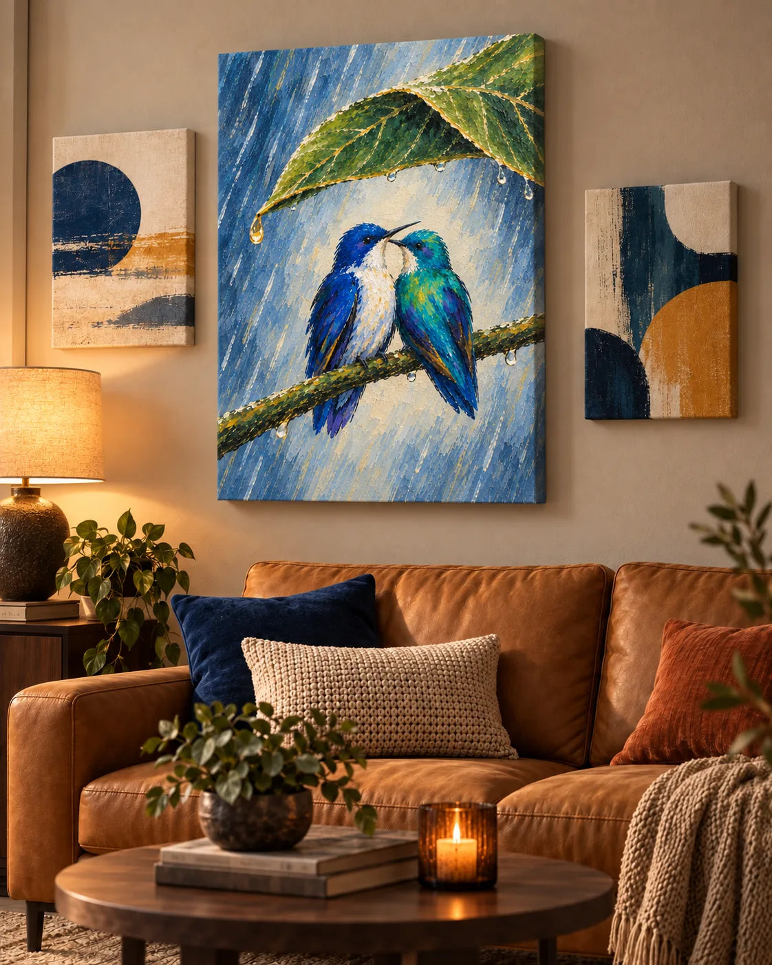 Wait Out the Rain Hummingbird Couple Canvas Wall Art