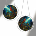 Cardinal on a branch acrylic puzzle suncatcher, colorful DIY window decor