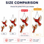 Cardinal Couple in Flight Holographic Acrylic Suncatcher