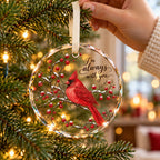 Cardinal Memorial I'm Always With You Glass Christmas Ornament