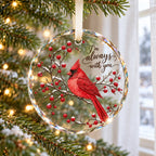 Cardinal Memorial I'm Always With You Glass Christmas Ornament