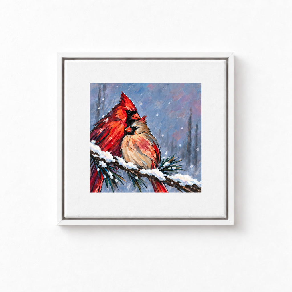 Personalized Cardinal Pair Snowy Branch Canvas Wall Art — The Ones Who Stay