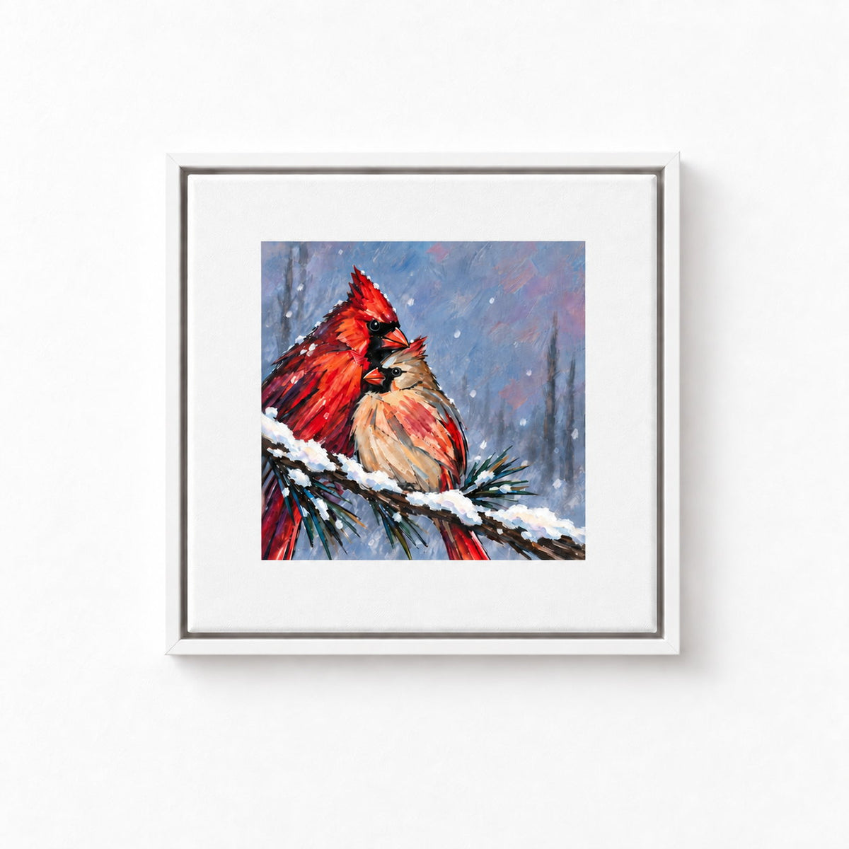 Personalized Cardinal Pair Snowy Branch Canvas Wall Art — The Ones Who Stay