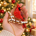 Cardinal on a Snowy Branch Christmas Ornament – Male or Female
