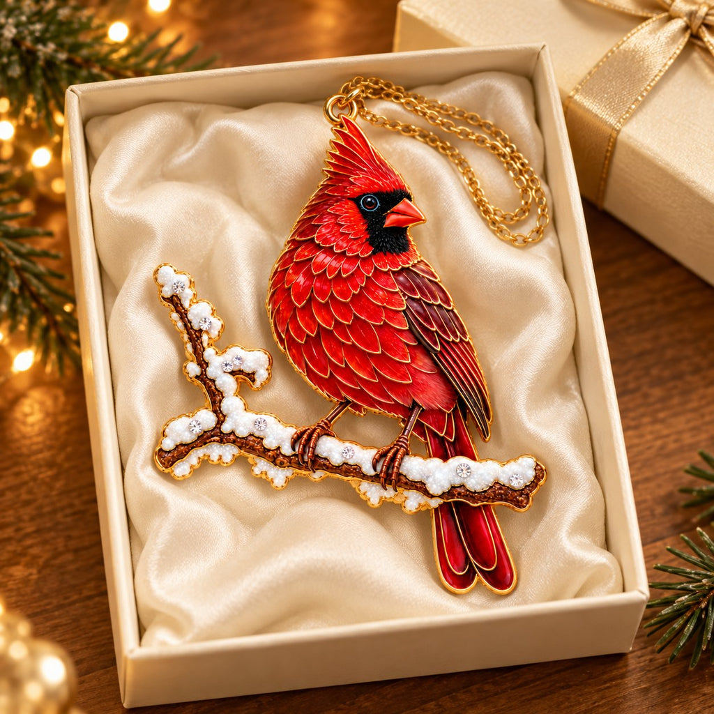 Cardinal on a Snowy Branch Christmas Ornament – Male or Female