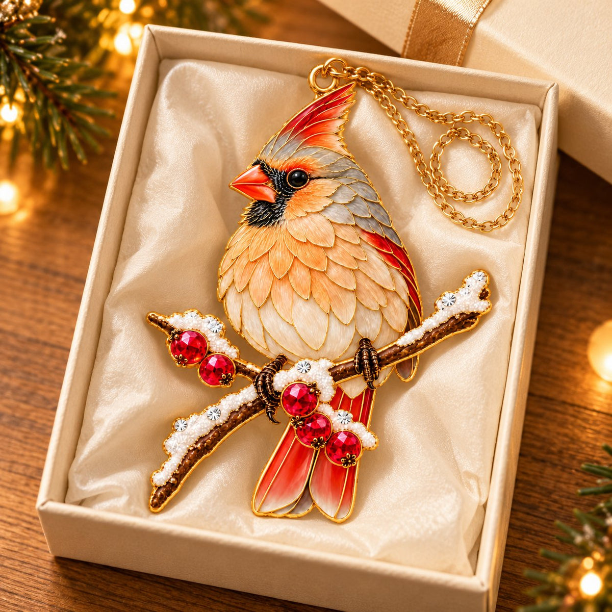 Cardinal on a Snowy Branch Christmas Ornament – Male or Female