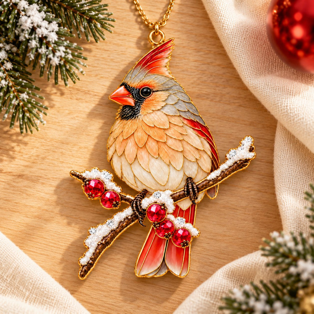 Cardinal on a Snowy Branch Christmas Ornament – Male or Female