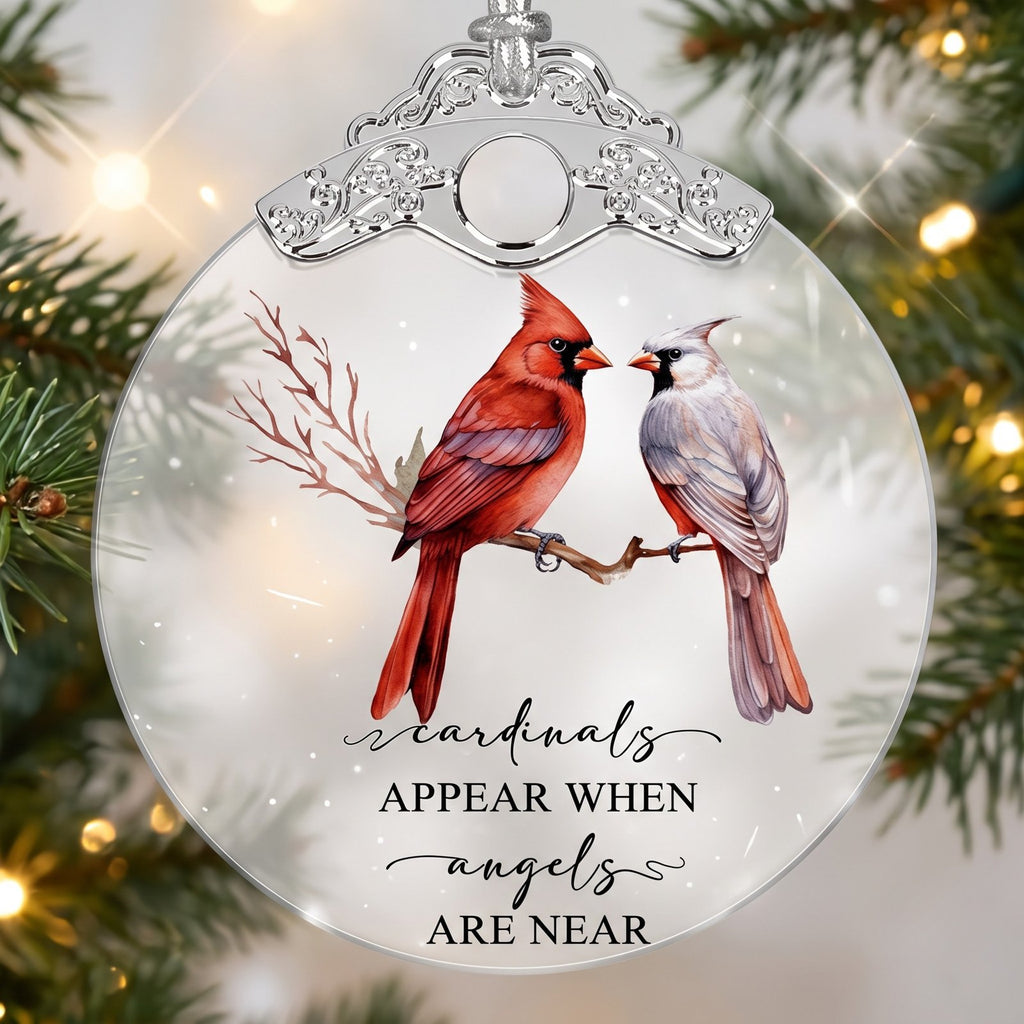 Cardinals Appear When Angels Are Near Cardinal Pair Glass Christmas Ornament