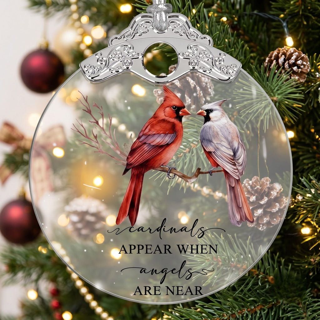 Cardinals Appear When Angels Are Near Cardinal Pair Glass Christmas Ornament