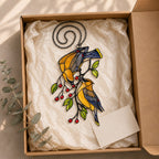 Cedar Waxwings on Red Berry Branch Holographic Acrylic Suncatcher