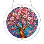 Cherry blossom acrylic puzzle suncatcher, colorful DIY floral window decor