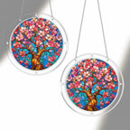 Cherry blossom acrylic puzzle suncatcher, colorful DIY floral window decor