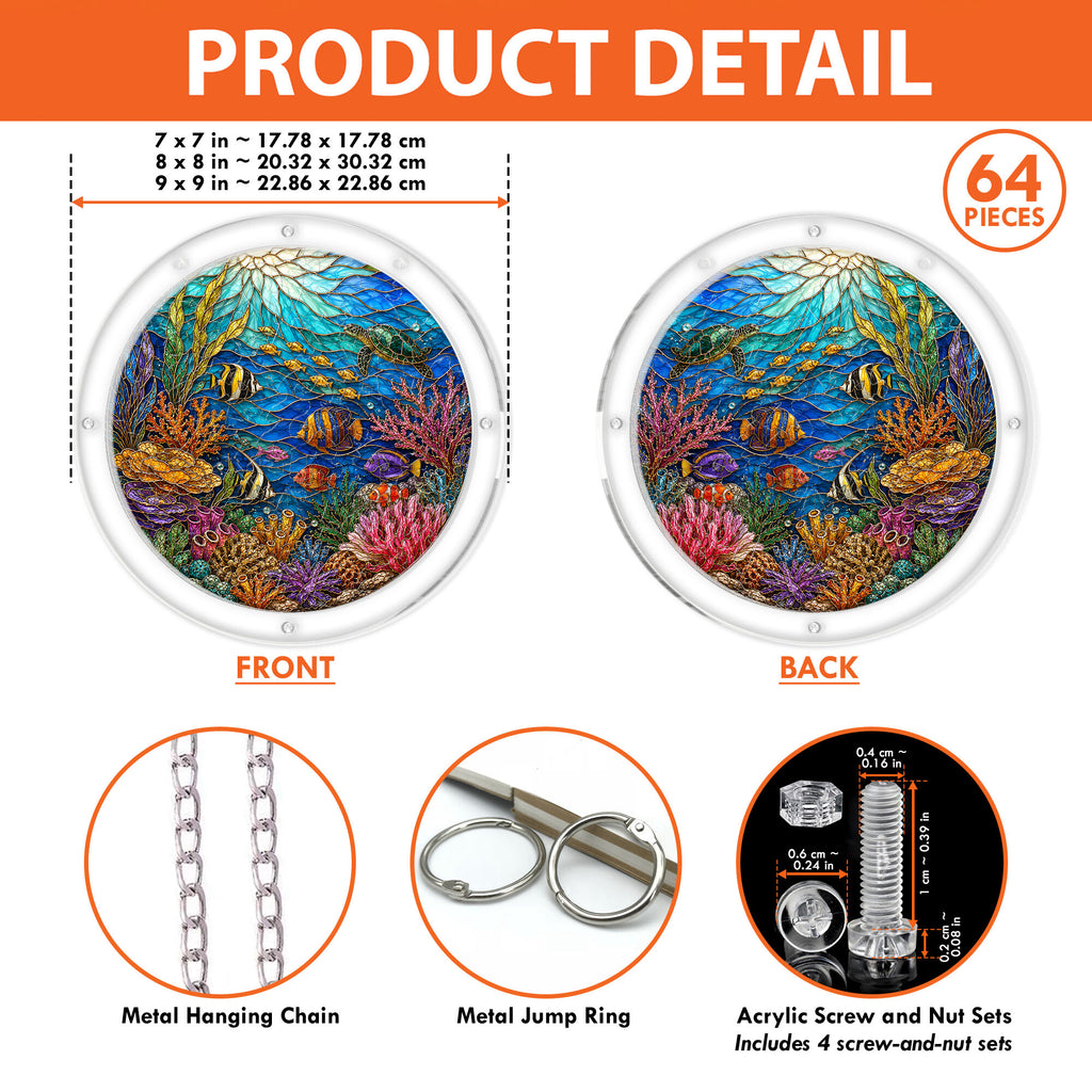 Coral reef acrylic puzzle suncatcher, colorful DIY ocean window decor
