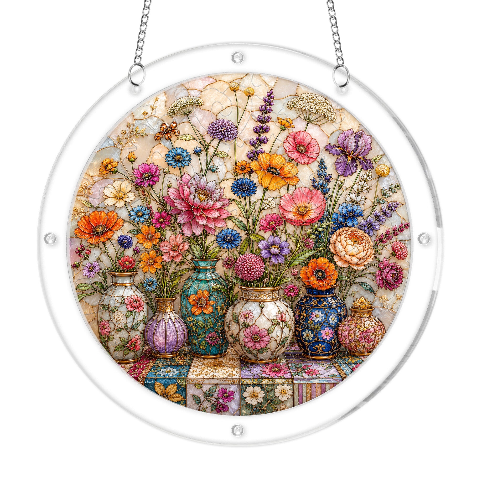 Cottage Floral Acrylic Puzzle Suncatcher