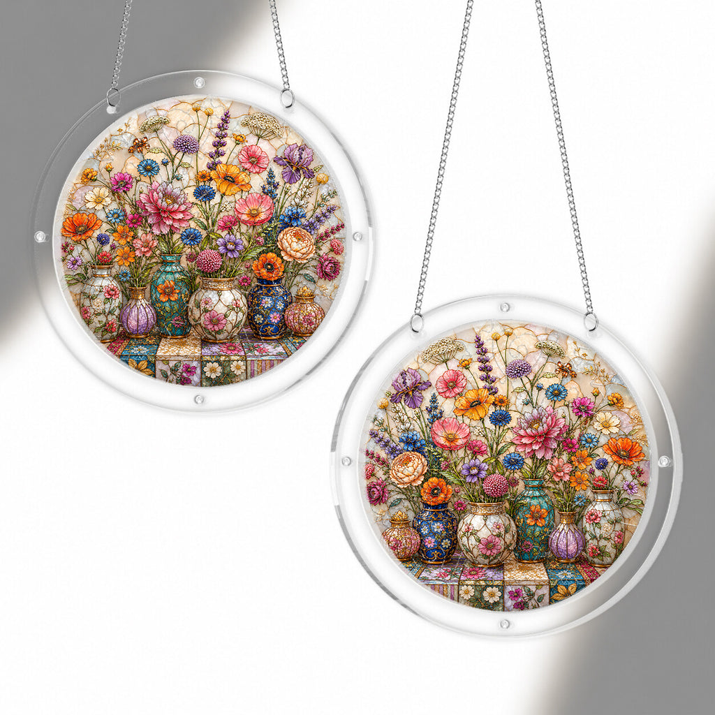 Cottage Floral Acrylic Puzzle Suncatcher