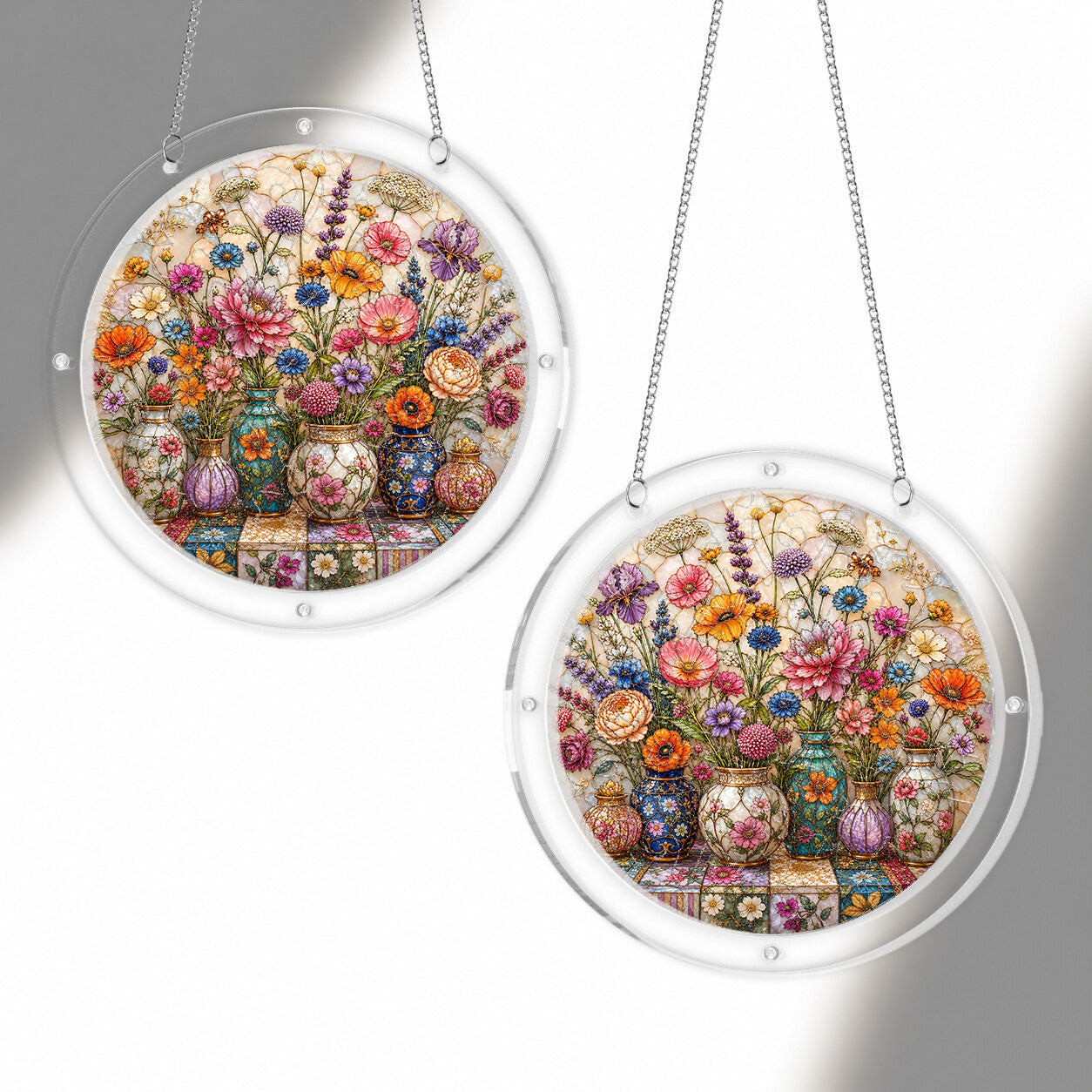 Cottage Floral Acrylic Puzzle Suncatcher