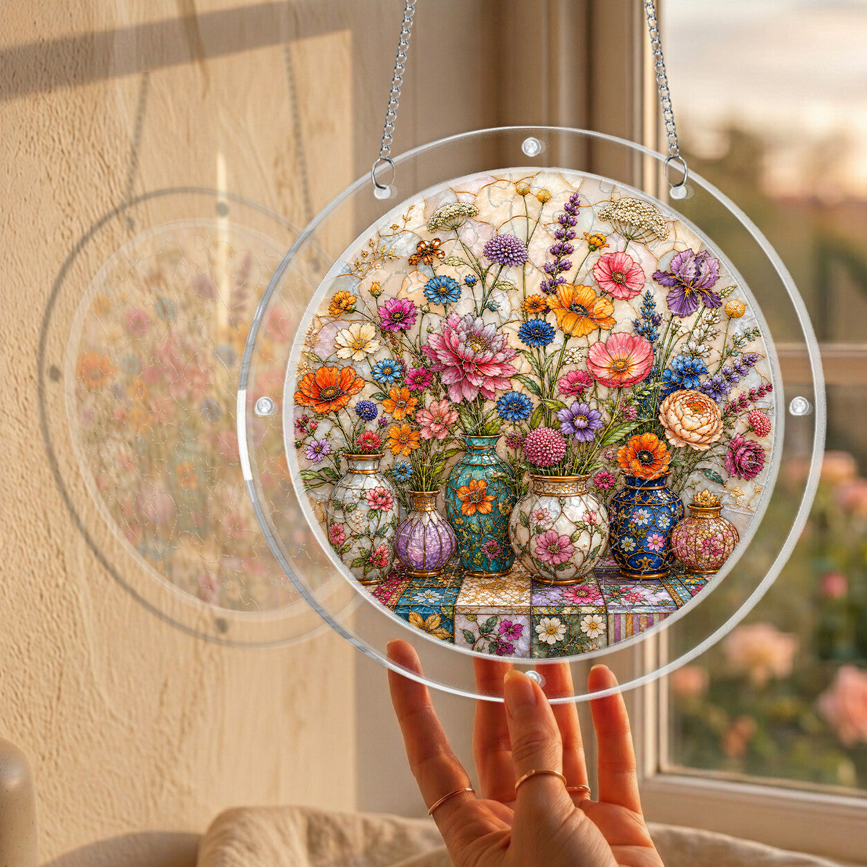 Cottage Floral Acrylic Puzzle Suncatcher