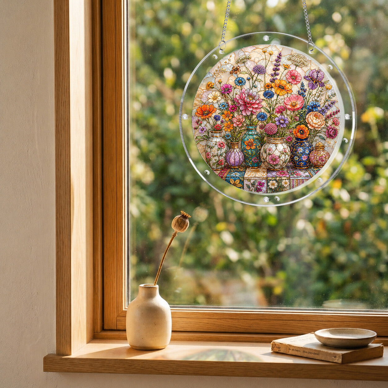 Cottage Floral Acrylic Puzzle Suncatcher