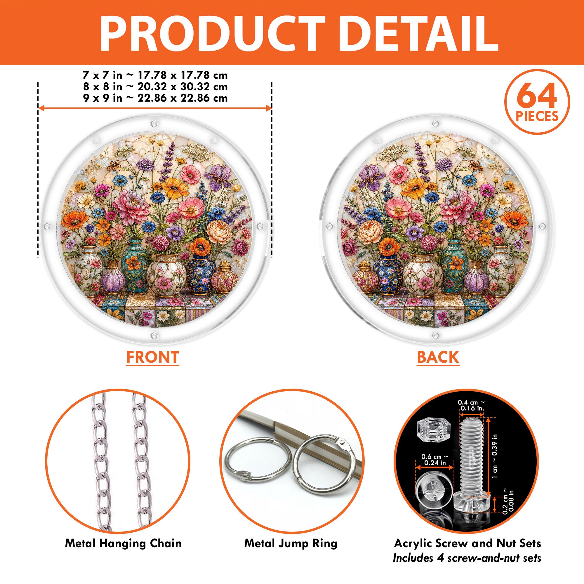 Cottage Floral Acrylic Puzzle Suncatcher