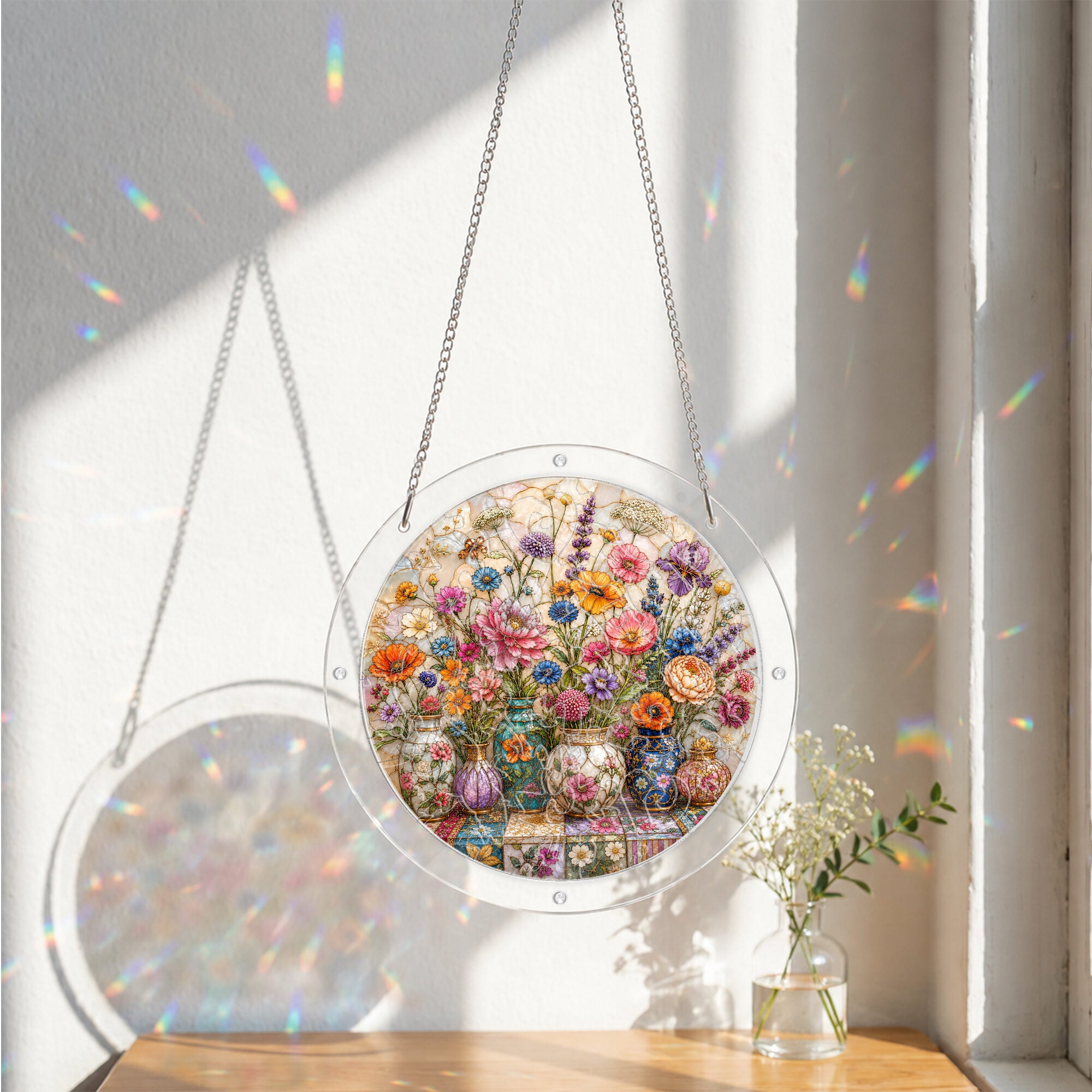 Cottage Floral Acrylic Puzzle Suncatcher