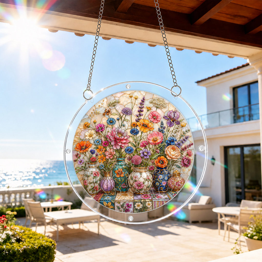 Cottage Floral Acrylic Puzzle Suncatcher