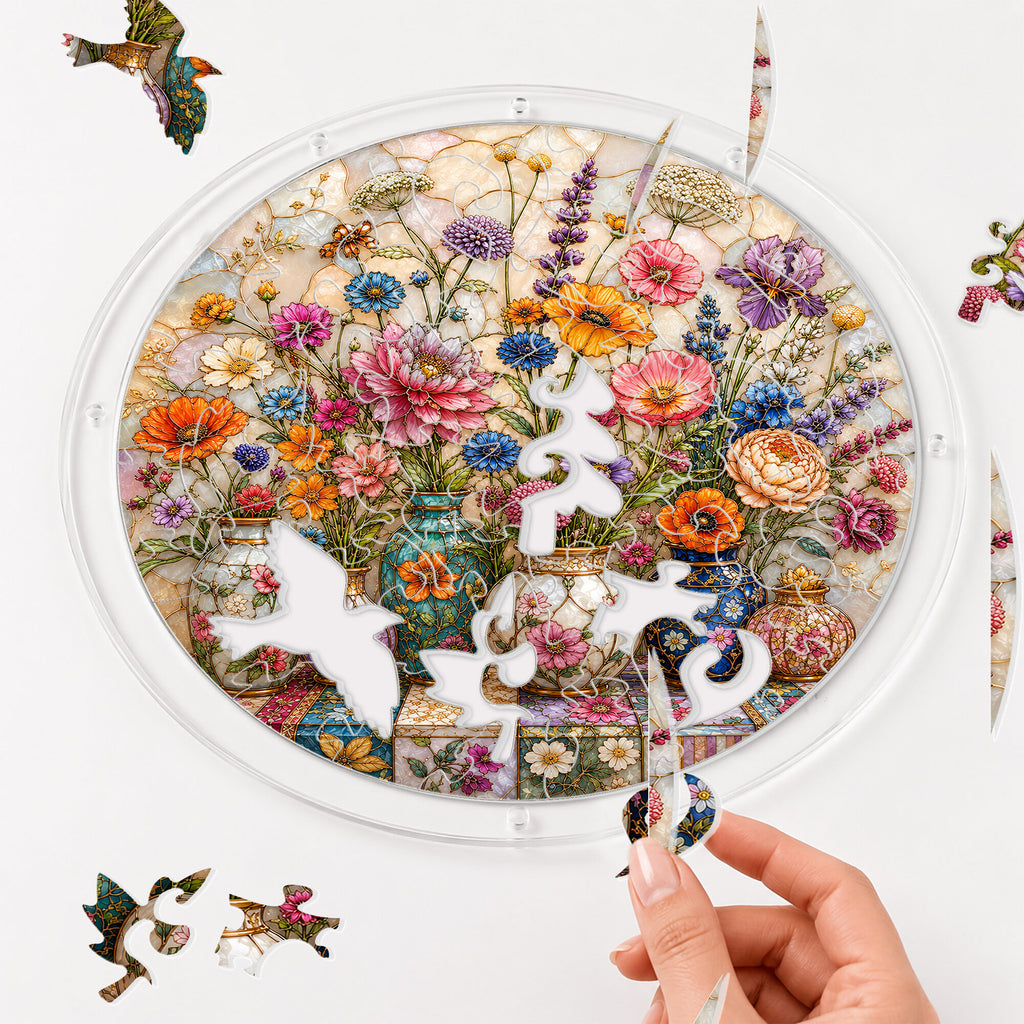 Cottage Floral Acrylic Puzzle Suncatcher