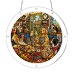 Cozy dog and cat acrylic puzzle suncatcher, colorful DIY window decor