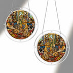 Cozy dog and cat acrylic puzzle suncatcher, colorful DIY window decor