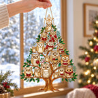 Cozy Owl Family Christmas Tree Holographic Acrylic Suncatcher