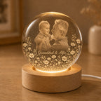 Custom Grandparent & Grandchild Photo Crystal Ball Night Light