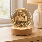 Custom Grandparent & Grandchild Photo Crystal Ball Night Light