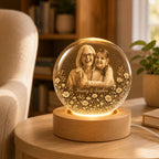 Custom Grandparent & Grandchild Photo Crystal Ball Night Light