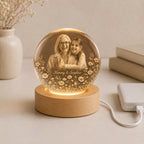 Custom Grandparent & Grandchild Photo Crystal Ball Night Light