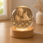 Custom Grandparent & Grandchild Photo Crystal Ball Night Light