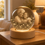 Custom Grandparent & Grandchild Photo Crystal Ball Night Light