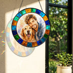 Custom pet and owner portrait suncatcher 06