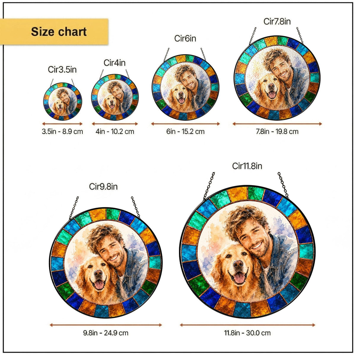 Custom pet and owner portrait suncatcher 09