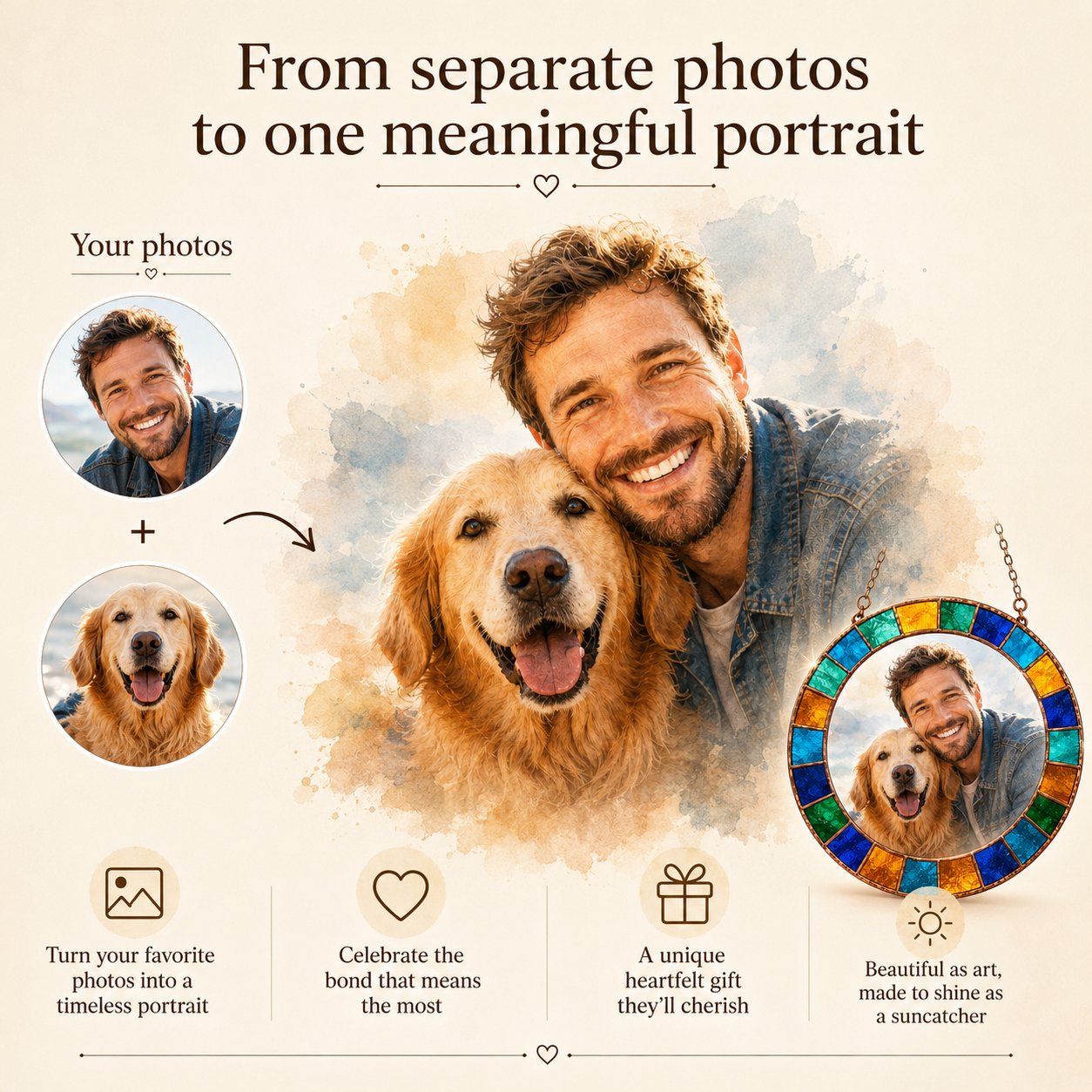Combine your photo and your pet photo into one portrait
