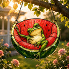 Watermelon Frog Holographic Acrylic Suncatcher