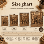 Dad's Little Lessons acrylic plaque size chart and product dimensions