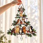Dog Lover Christmas Tree Holographic Acrylic Suncatcher