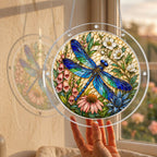 Dragonfly and wildflowers acrylic puzzle suncatcher, colorful DIY window decor