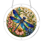 Dragonfly and wildflowers acrylic puzzle suncatcher, colorful DIY window decor