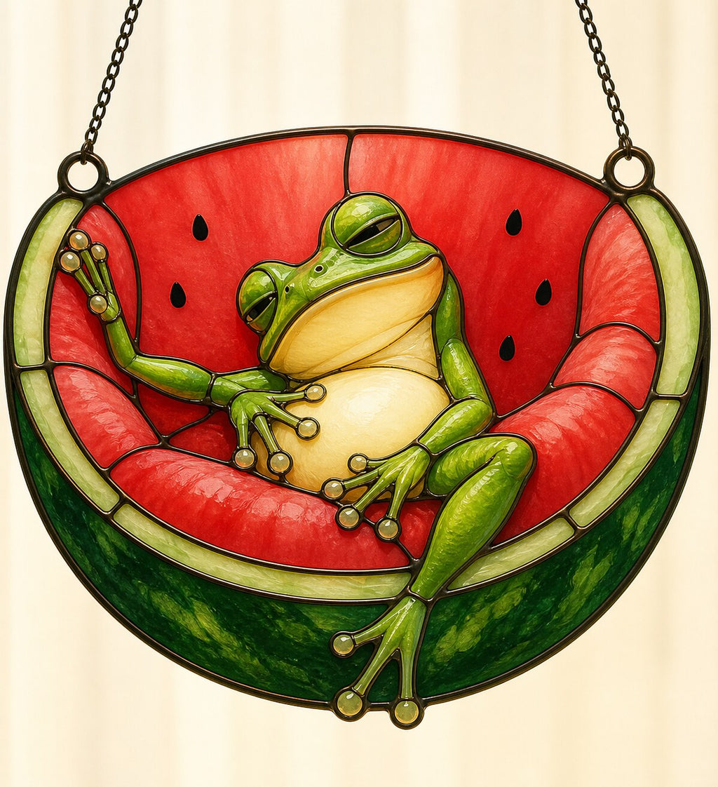 Watermelon Frog Holographic Acrylic Suncatcher