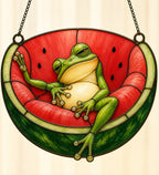 Watermelon Frog Holographic Acrylic Suncatcher