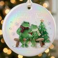 Personalized First Christmas as a Family of Three Frog Ceramic Ornament — Right in the Middle