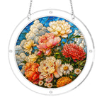 Peony bouquet acrylic puzzle suncatcher, colorful DIY floral window decor