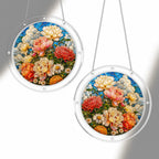 Peony bouquet acrylic puzzle suncatcher, colorful DIY floral window decor