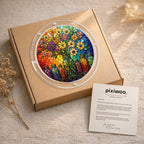 Floral mason jar acrylic puzzle suncatcher, colorful DIY window decor