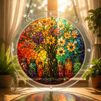 Floral mason jar acrylic puzzle suncatcher, colorful DIY window decor